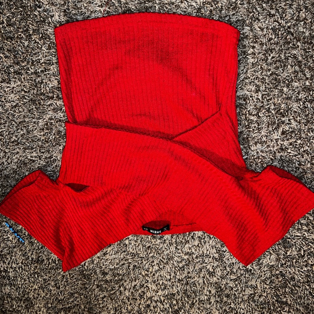 Red off shoulder shirt